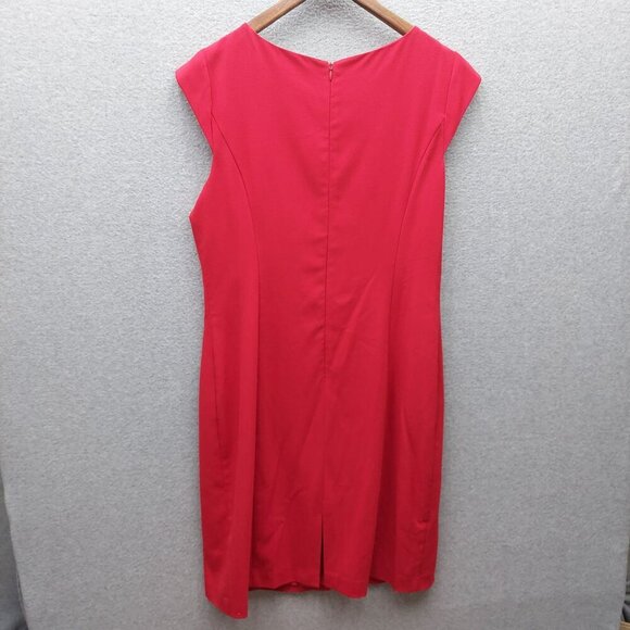 Sandra Darren Red Bow Detail Sheath Dress Size 14 - Picture 3 of 3